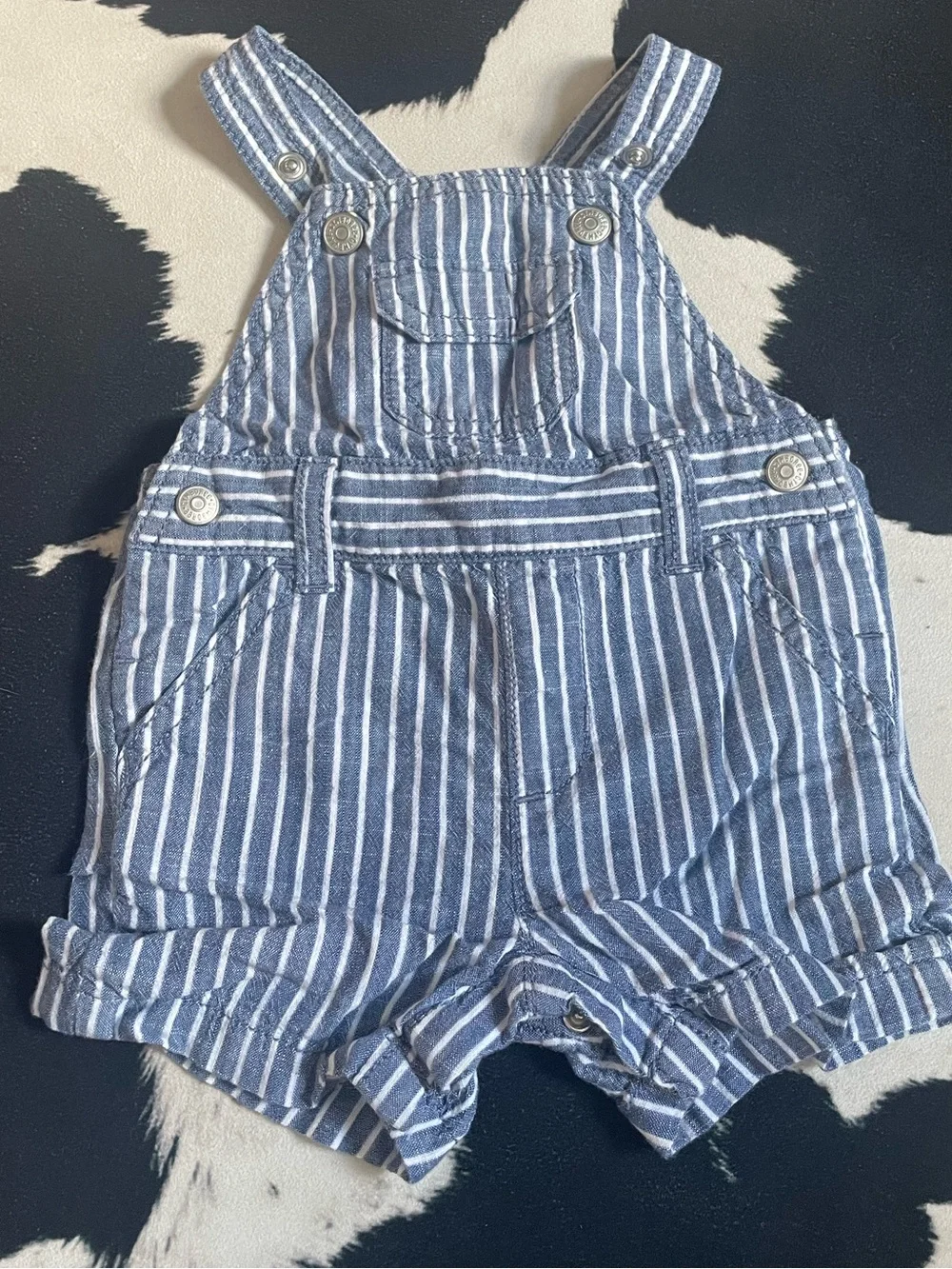 Gymboree Striped Blue Overalls Shorts